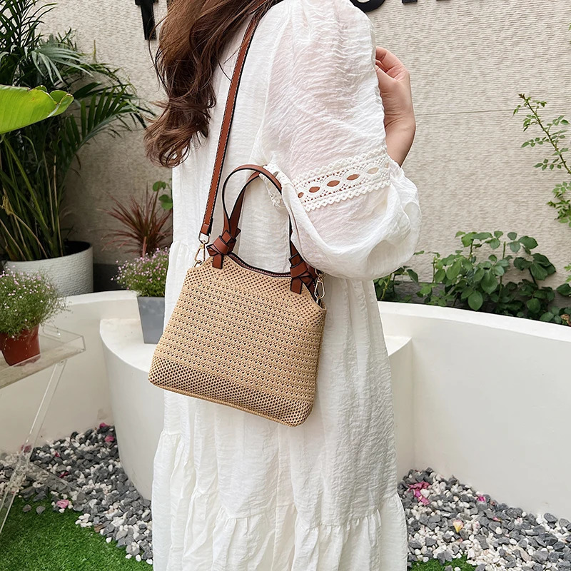 Small Knitted Womens Shoulder Bag Summer Fashion Soft Handbag and Wallet Trend Travel Cross body Bag 241105
