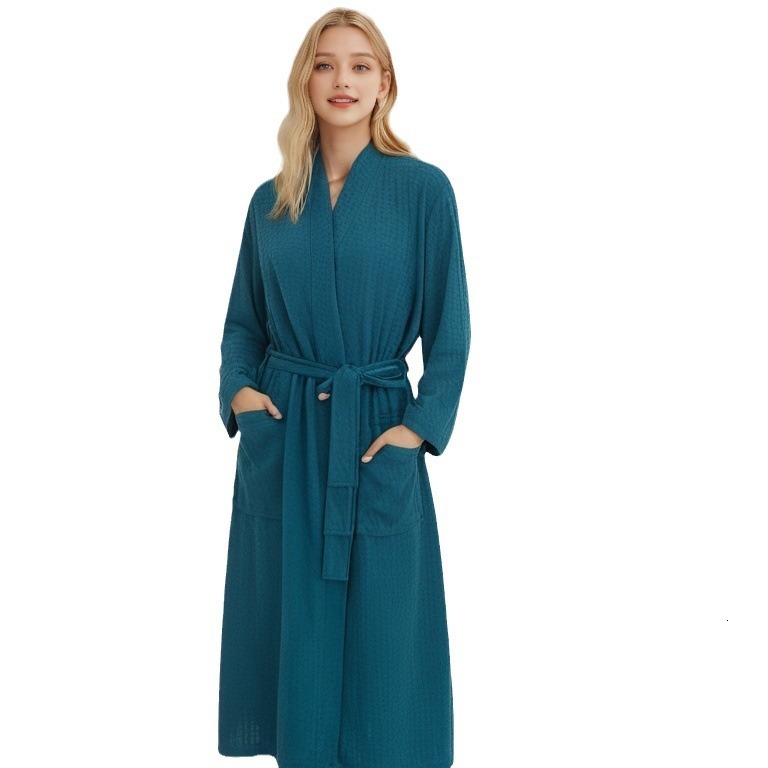 New designer's super large Waffle robe hotel home, couple's absorbent quick drying adult bathrobe, knitted pajamas