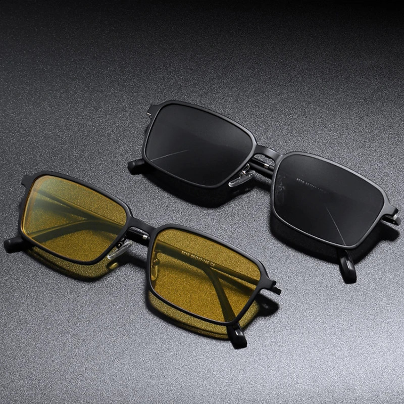 Business Myopia Glasses Frame Mens Half Frame Simple Night And Day Night Vision Sunglasses Magnetic Clip Set Mirror 241105