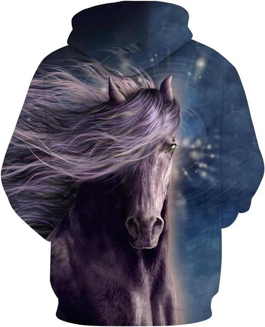 Hoodie for Mens Womens Mens Horse Hoodie - Animal Theme, Realistic Graphic Sweatshirt Graphic Hoodies sweatshirt Fashionable, cool, and warm