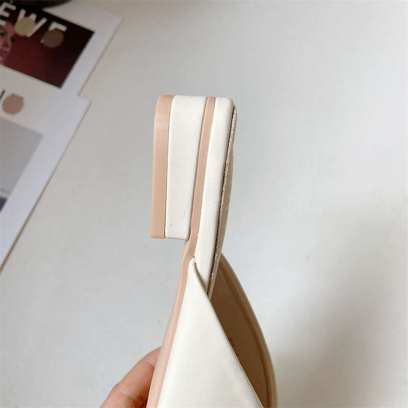 Fashionable Half Slip Slippers Spring 2023, Simple French Style Elegant Square Head With Low Heel, Wearing A Hooded Cool Slipper For Women
