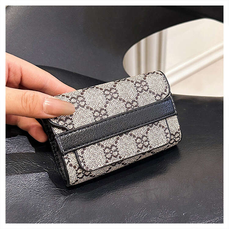 Wallet fashion, high-end trend, niche design, printed three fold card bag, short coin purse
