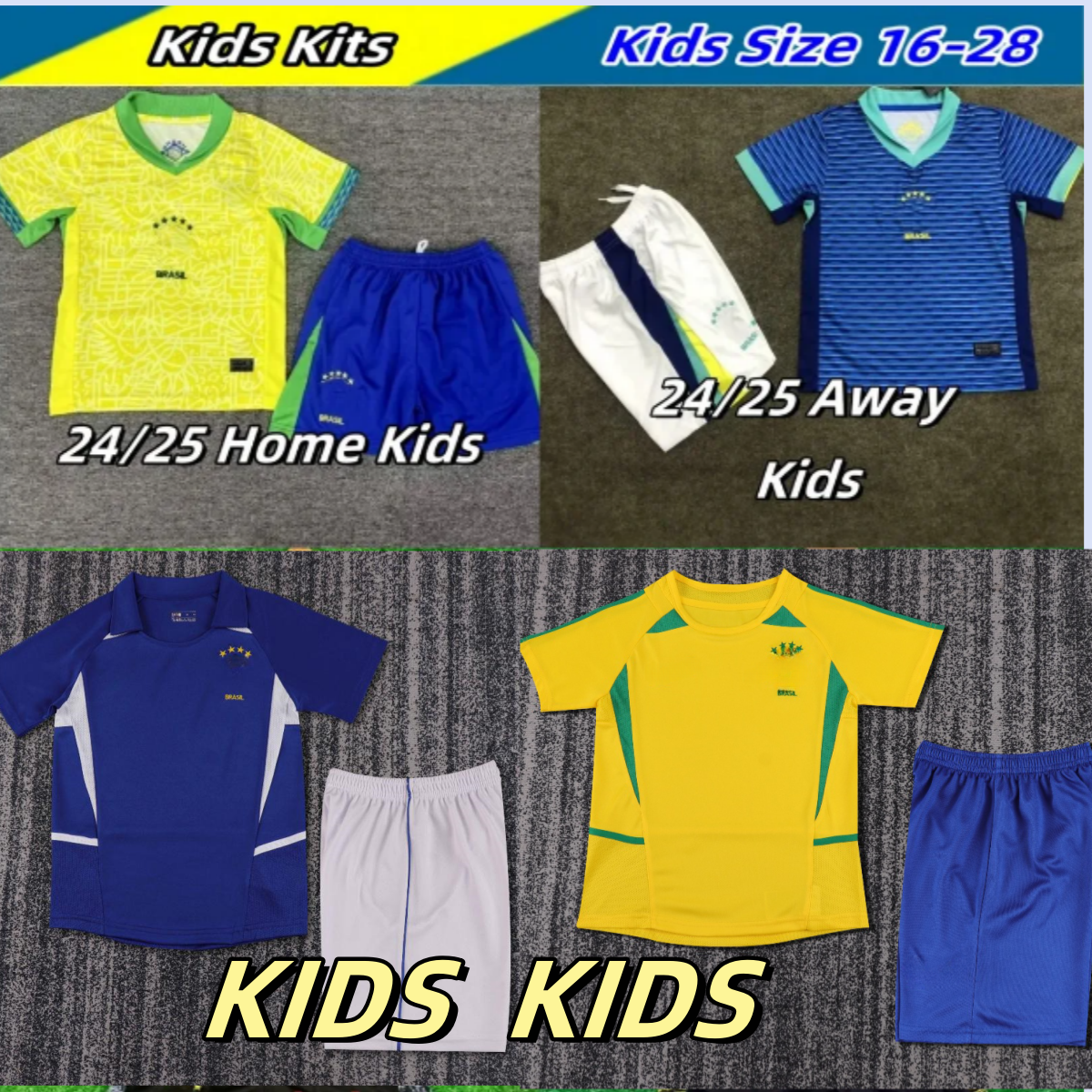 Kids brazil jersey 24 25 Soccer Jerseys Kits NEYMAR VINI JR 2024 BRasIL National Team Retro 1994 1998 2004 Kids Football Shirts Shorts Kits RODRYGO MARTINELLI