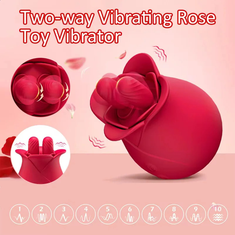 Rose Tongue Licking Vibrator Double Nipple Gspot Stimulator Blowjob Clitoris Vaginal Massager Sex Toys For Women 241105