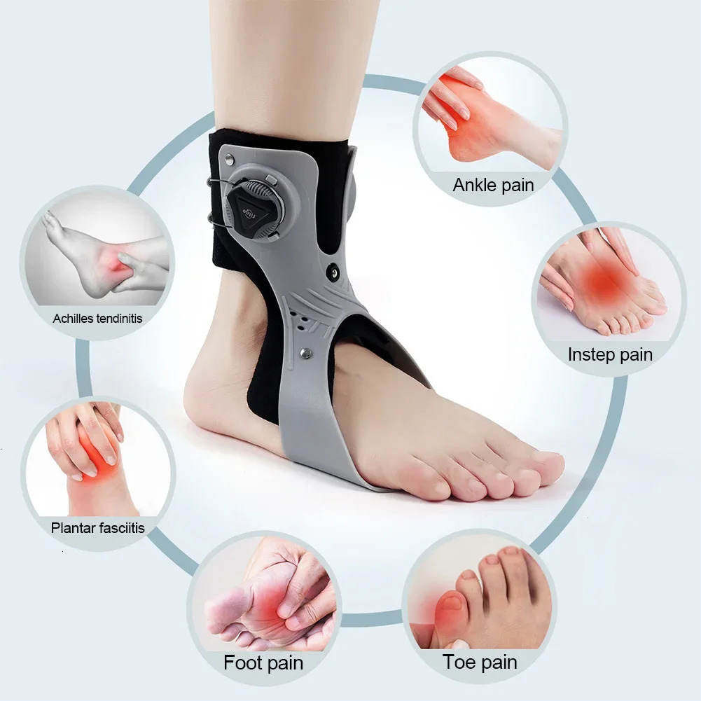 Orthopedic ankle support with straight leg brace equipped with comfortable inflatable airbags suitable for walking with half shoulder straps and sneak