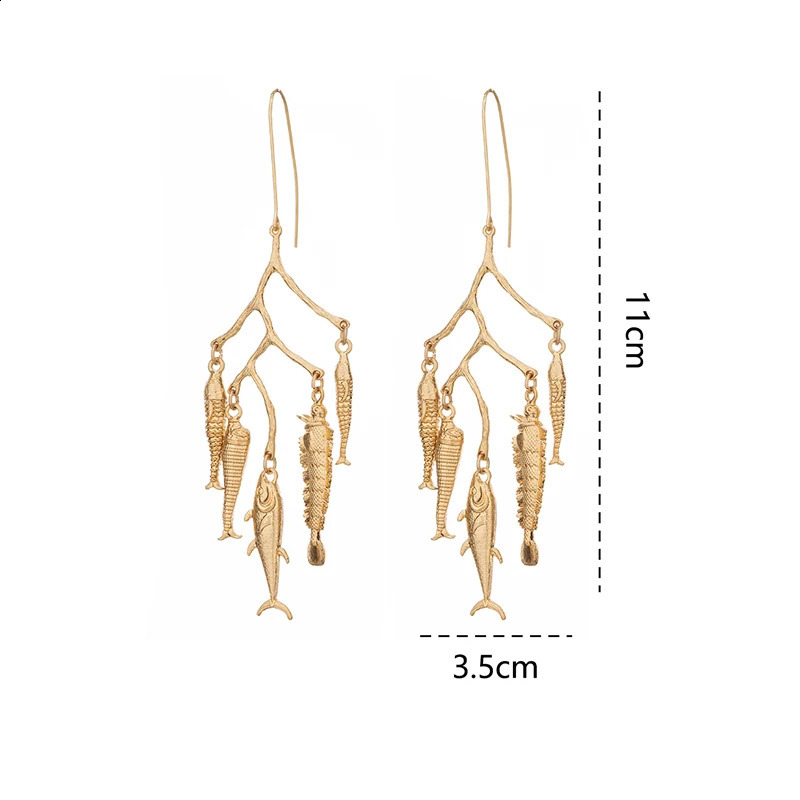 Cute Fish Gold Color Alloy Earrings Trendy Charm Animal Metal For Women Female Jewelry Accessories 241105