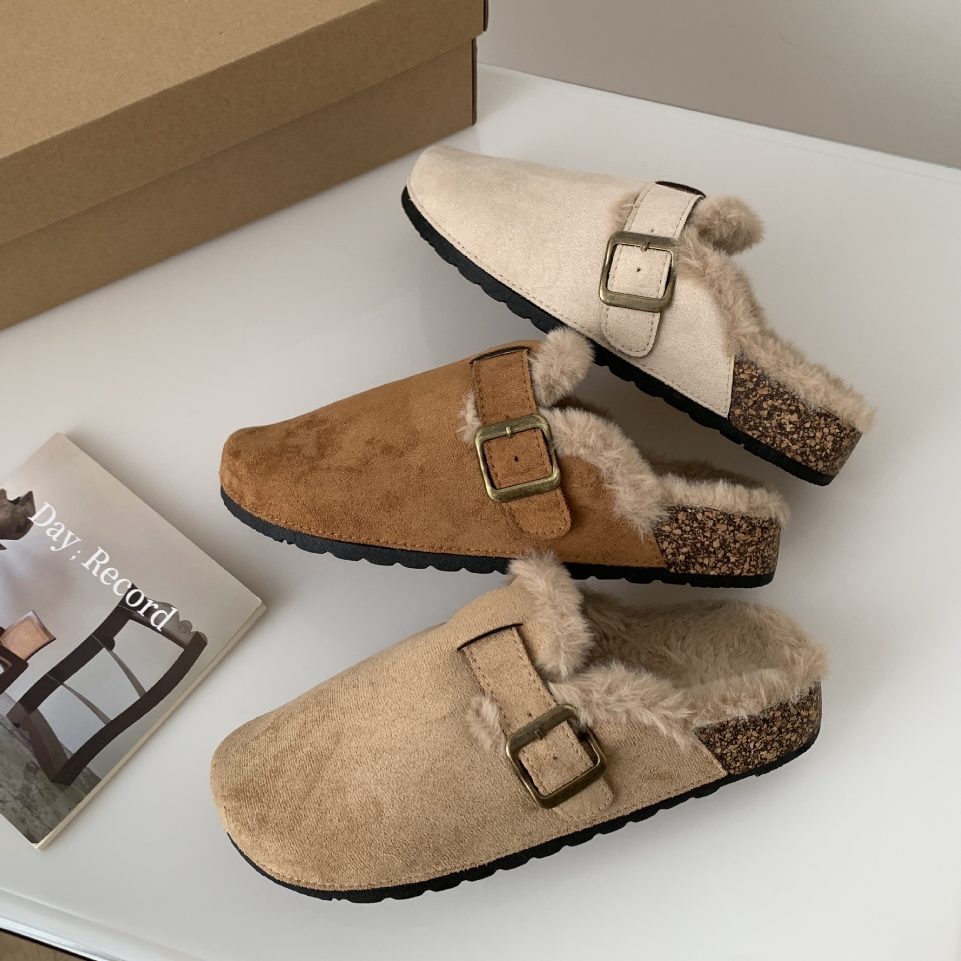 2024 New Outdoor Leisure Designer Slippers Flat Toe Half Slippers Fashion Women's Warm Fur Indoor And Outdoor Slippers, 2024 Autumn And Winter Ne