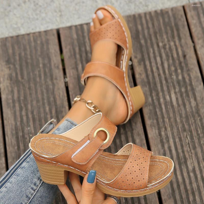 Sandals Women Summer Simple Solid Color Anti-Slip Daily Casual Vacation Beach High Heels Shoes atos De Mujer zhanyishengli