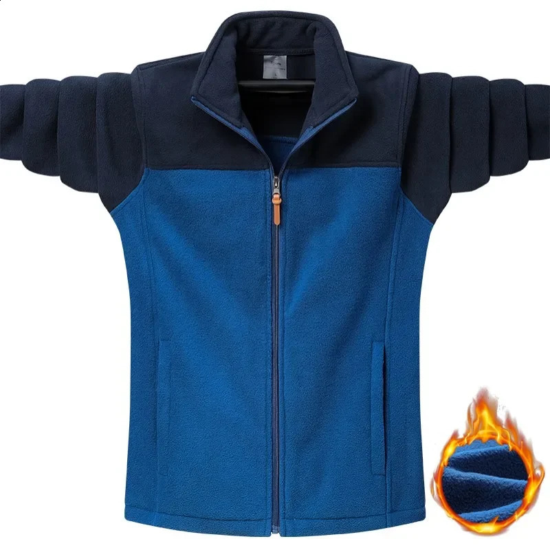 9XL Winter Polar Fleece Jacket Men Casual Thermal Clothing Coats Outdoor Warm Full Zipper Hiking Windbreaker 241105