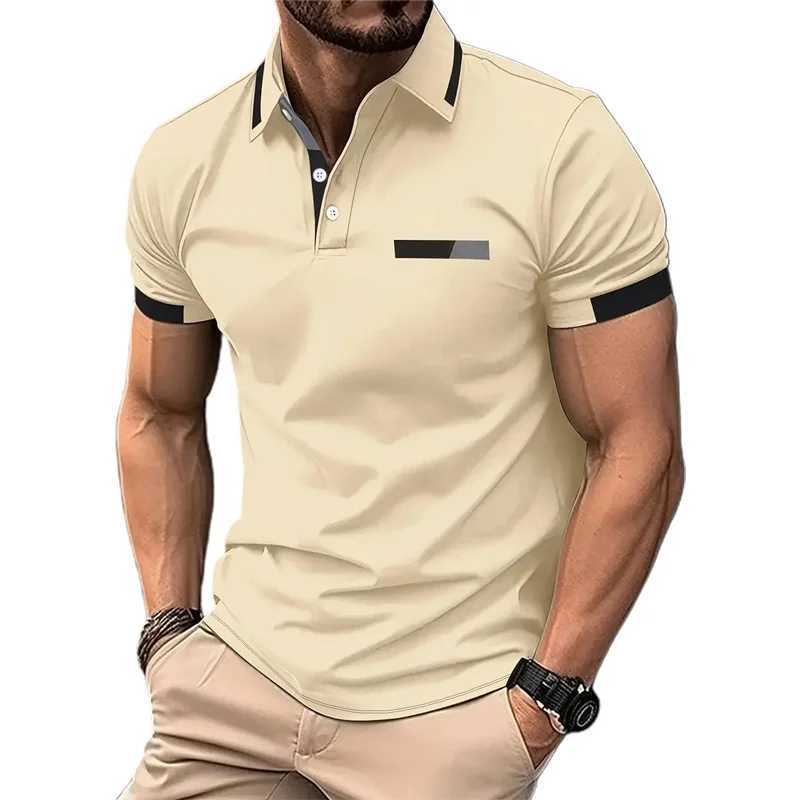 Mens contrasting decorative design casual lapel button short Slve printed shirt mens clothing European measurement W241104
