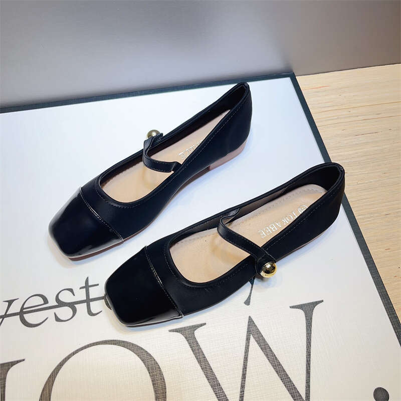 French Style Small Fragrance Temperament Single Shoe Women's Korean Version Shallow Mouth Square Toe Commuting Low Heel Mary Jane With Skirt Even