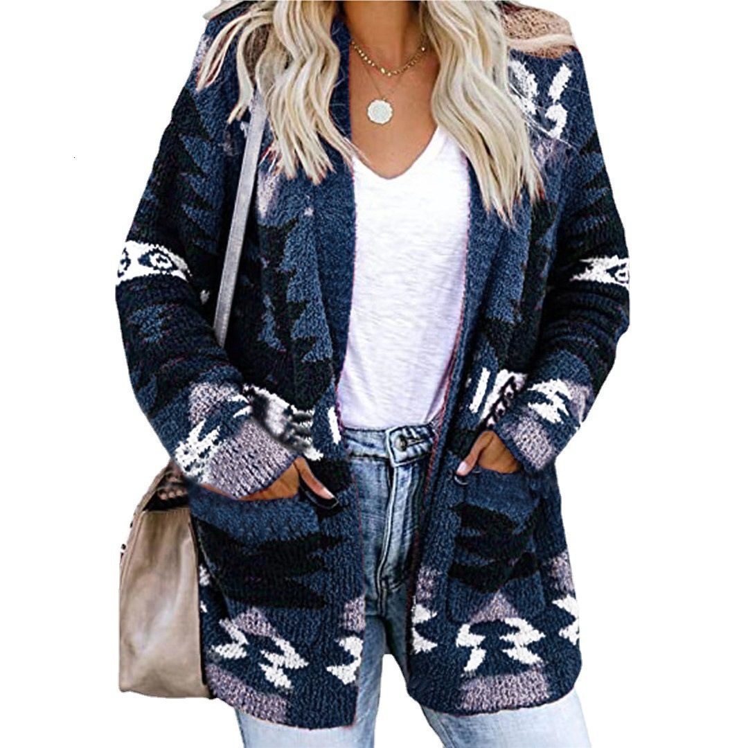 Autumn/Winter Women's Loose Halloween Sweater Christmas Printed Knitted Cardigan Cardigan Autumn Warm Clothing Vintage Sweater