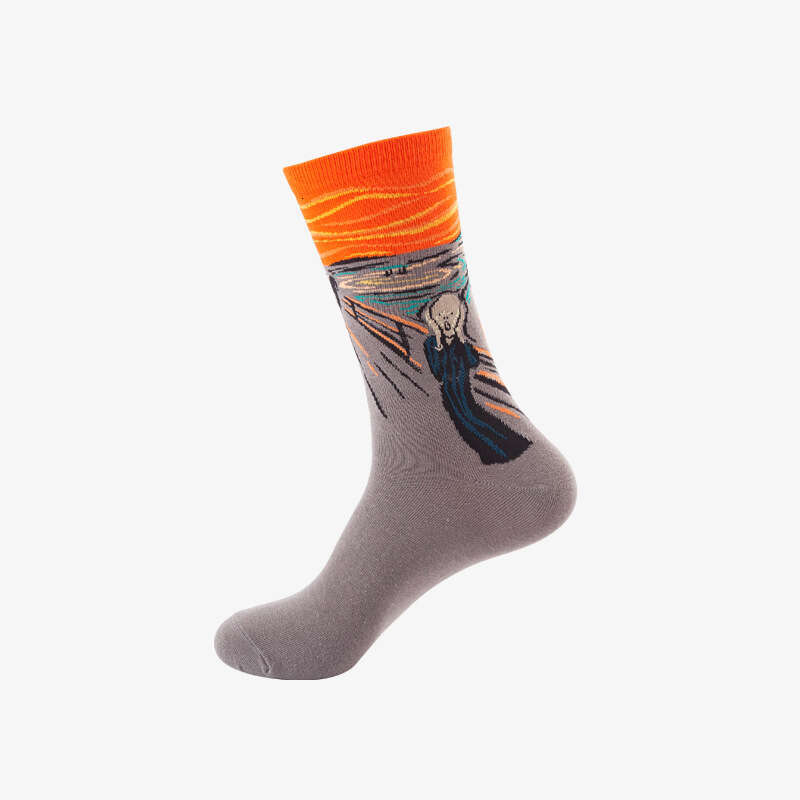 shanshi men socks Oil painting spring and summer adult fashion men's ins wind mid tube socks children's cotton socks