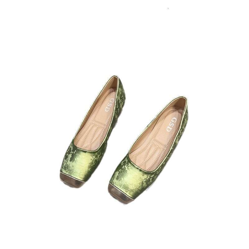 Korean Version Summer Shoes, New Chinese Versatile And Comfortable, French Style Small Fragrance Style, Shallow Mouth Square Toe Flat Bottom Single Sh