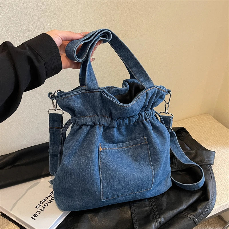 Denim stitched womens shoulder bag for sale high-quality solid composite bag buckle Bolsas Femininas 241105