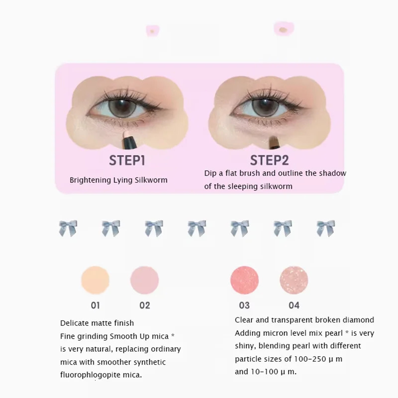 FLORTTE Double Head Horizontal Lying Silkworm Pen Peng Shadow Pencil Matte Shimmer Eyeliner Gel Pen Highlights 241104