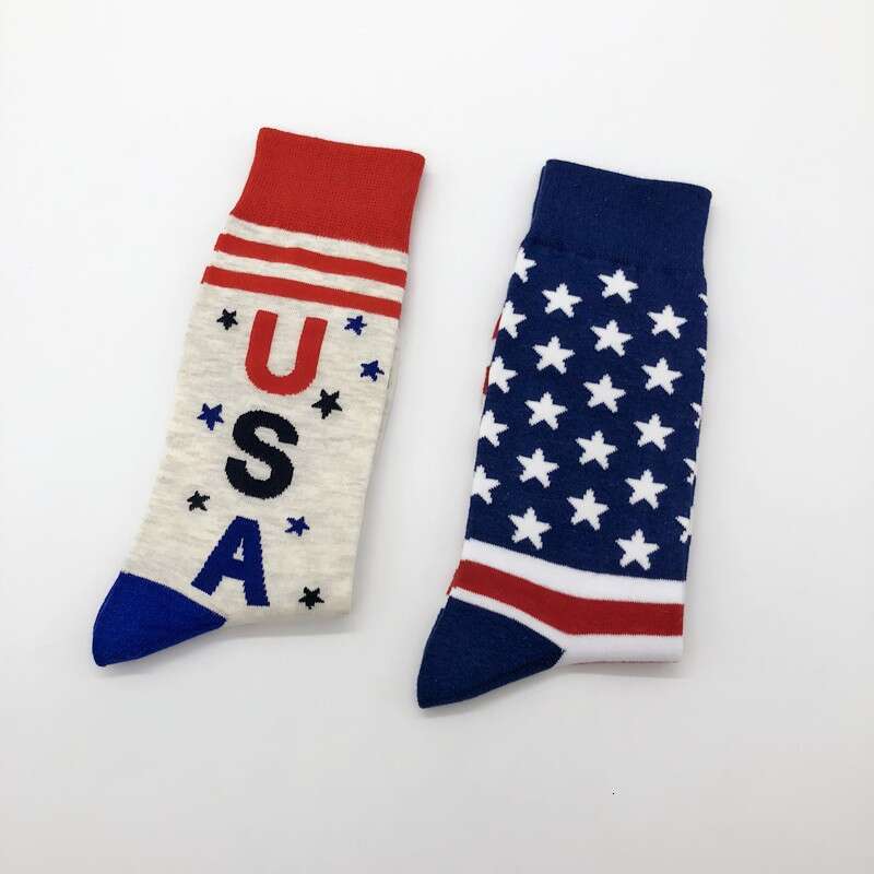 shanshi men socks Men's American Flag Edition Long Spring and Autumn Collection Sweat Absorbing Breathable Jacquard Letter Socks