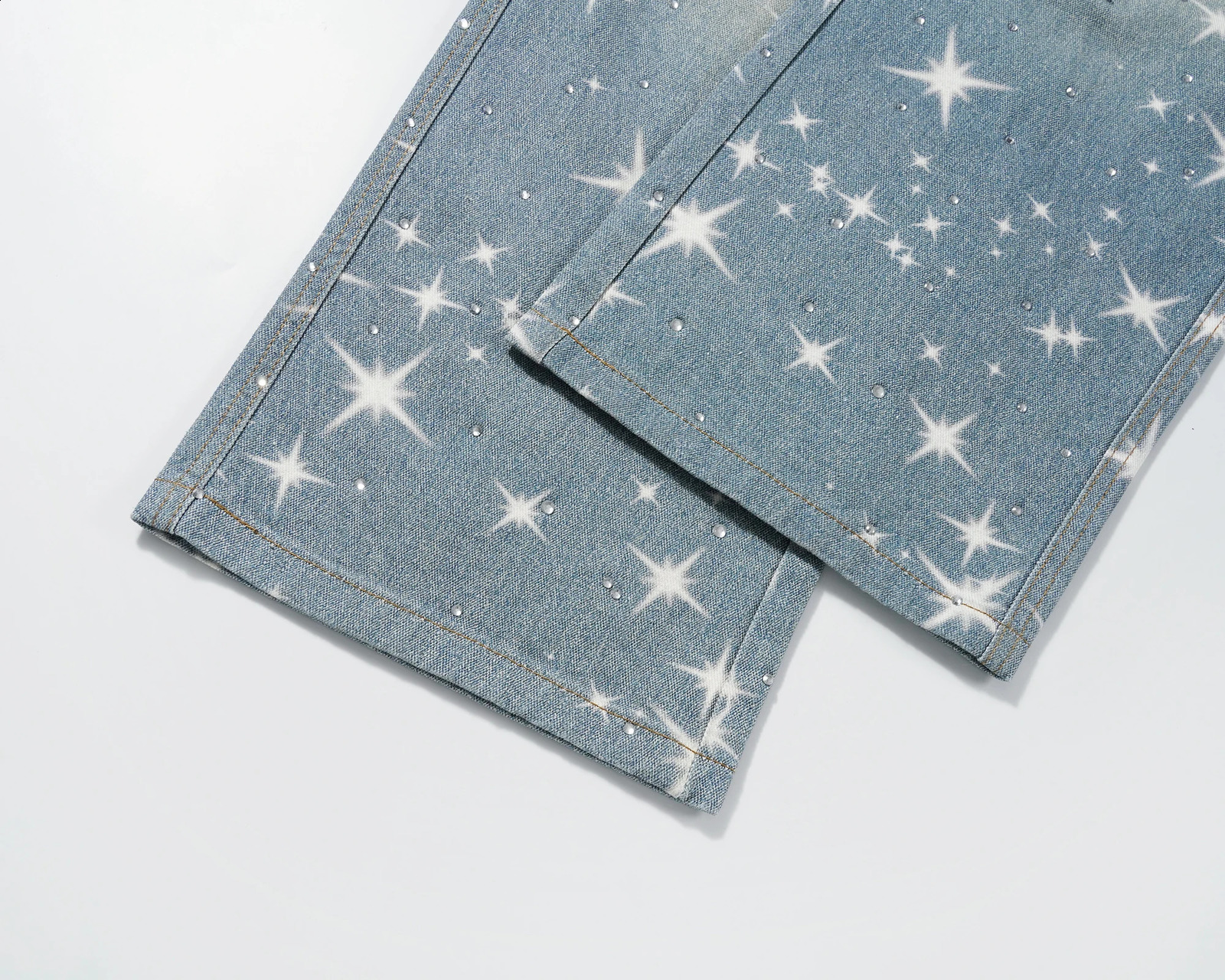 Stars Rhinestone Washed Blue Baggy Jeans Mens and Women Ropa Hombre Streetwear Solid Casual Denim Trousers Loose Cargo Pants 241105