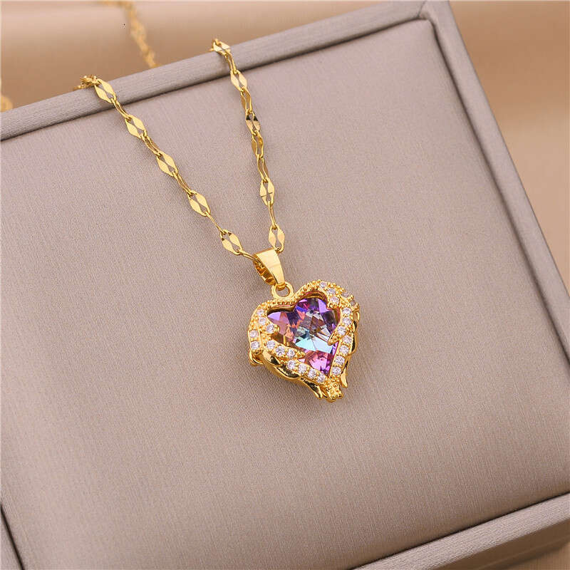 New Jewelry In Hot Light Fashion Zircon Crystal Stainless Steel Necklaces For Women Korean Fashion Sweet Sexy Female Clavicle Chain Jewelry