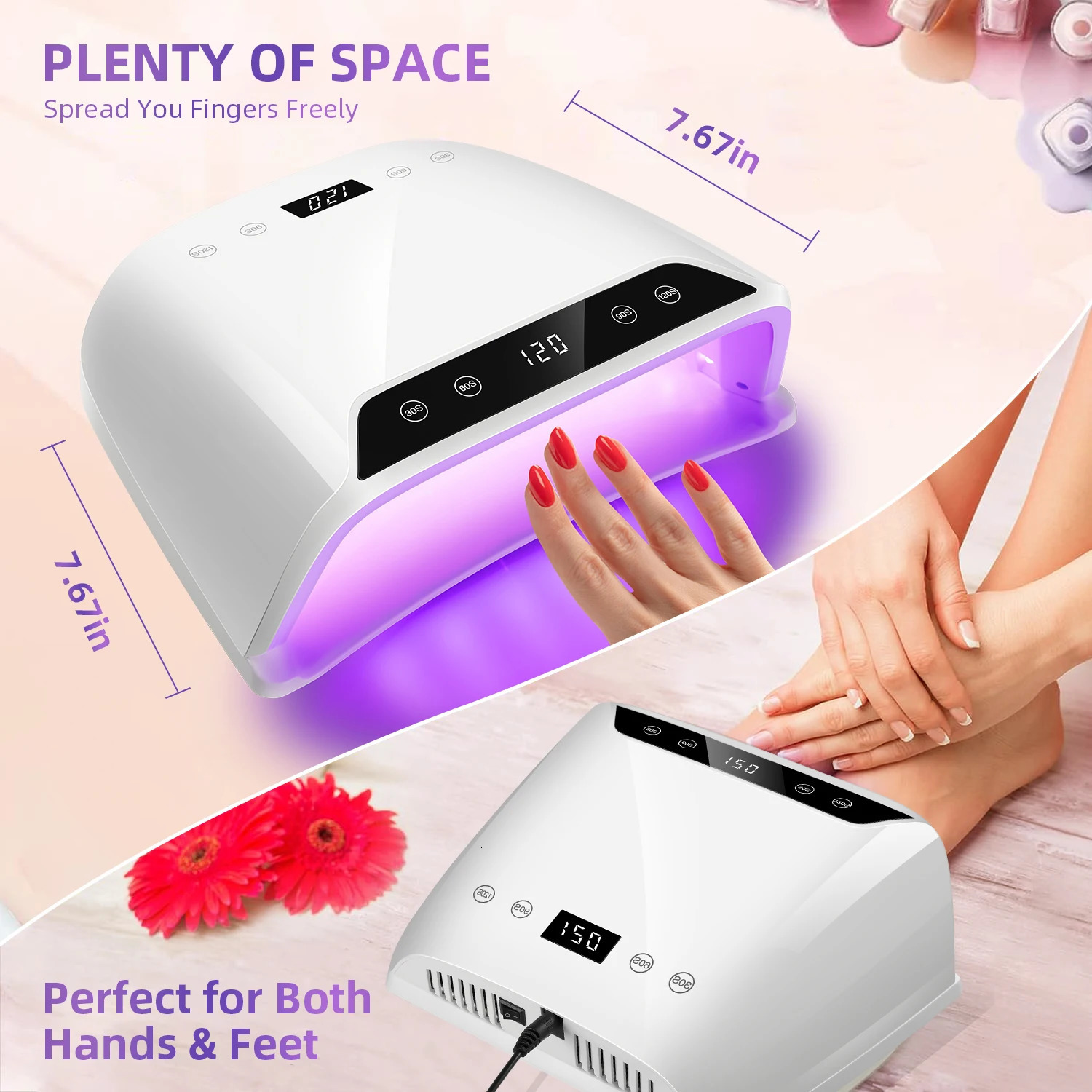 72LEDS Nail Drying Lamp For Nails Gel Polish With 4 Timer Setting HD Display Screen Auto Sensor Professional Nail Drying Machine 241104