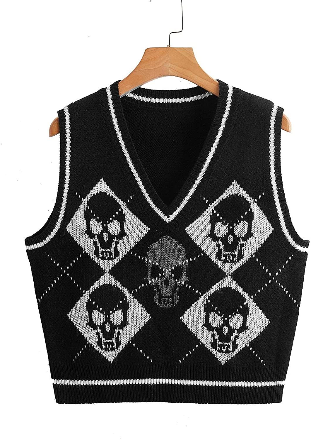 Vest Jacket Autumn And Winter Women's Outerwear Knit Halloween Sweater V-Neck Harajuku Streetwear Knitwear