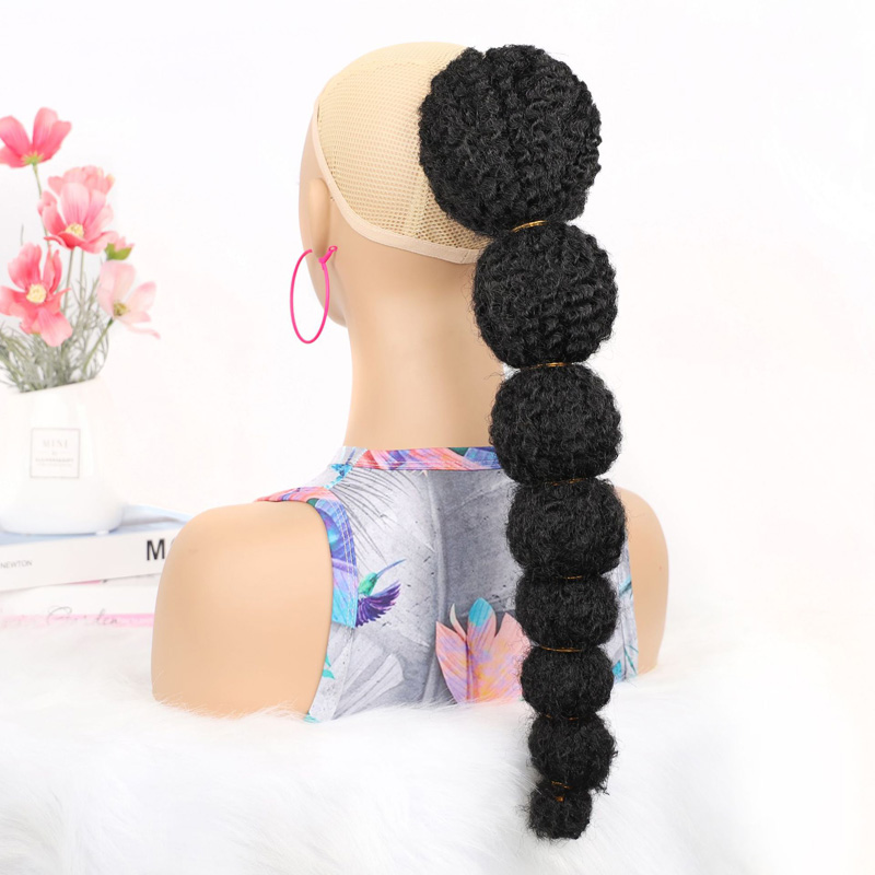18 Inch Lantern Ponytail Rope Lantern Ponytail Caterpillar Bubble Ponytails Draw Rope Synthetic Hair