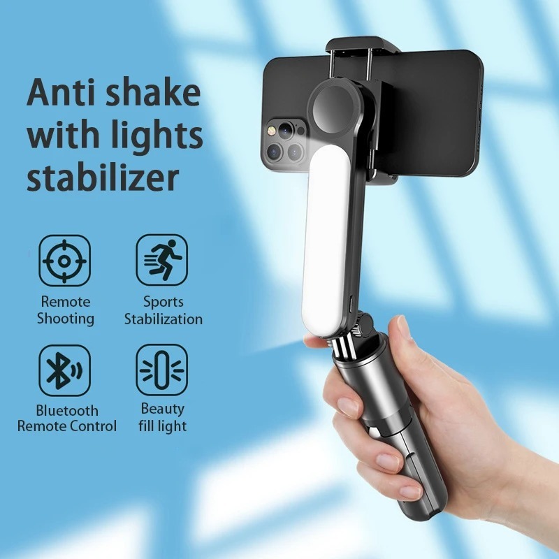 Handheld Stick Gimbal Stabilizer Holder Adjustable Fill Light Selfie Stand Bluetooth Mobile Phone For IPhone Samsung