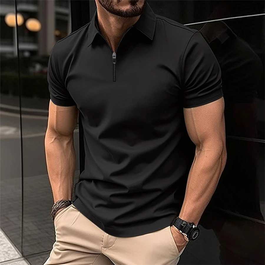 Summer Mens Solid Color Shirt Sleve Collar Button Mens Casual T-shirt Lightweight Jogging Top W241104