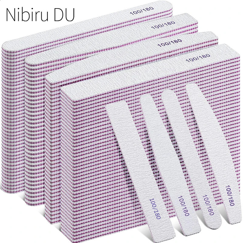 50Pcs 4 Styles Nail Files Set 100180 Grit Double Sides Professional Acrylic Nail Files Reusable Emery Board Manicure Tools 241105