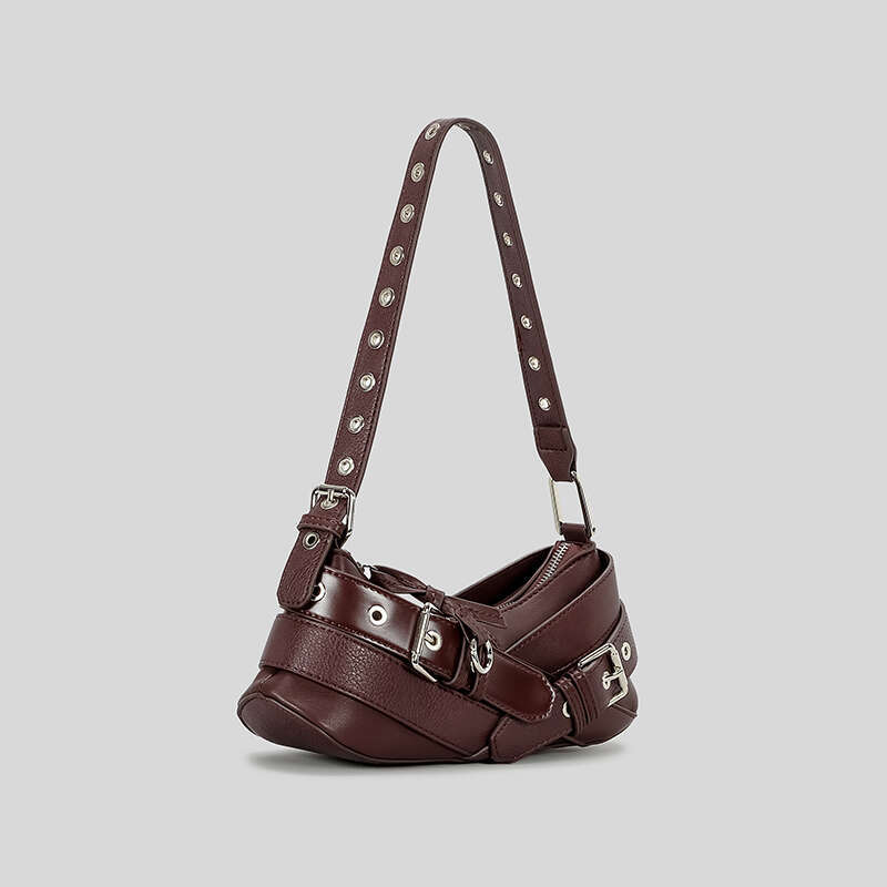 Designer Bag Vintage Belts Deco Women Shoulder Bags Designer Armpit Bag Punk Motorcycle Bag Luxury Pu Leather Lady Handbag Small Female Purse