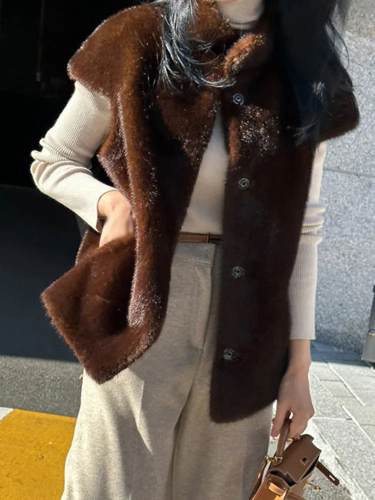 Home>Products>Sleeveless single chest mink vest>Fully matched womens winter thick waistband> autumn jacket 6O2502 241105