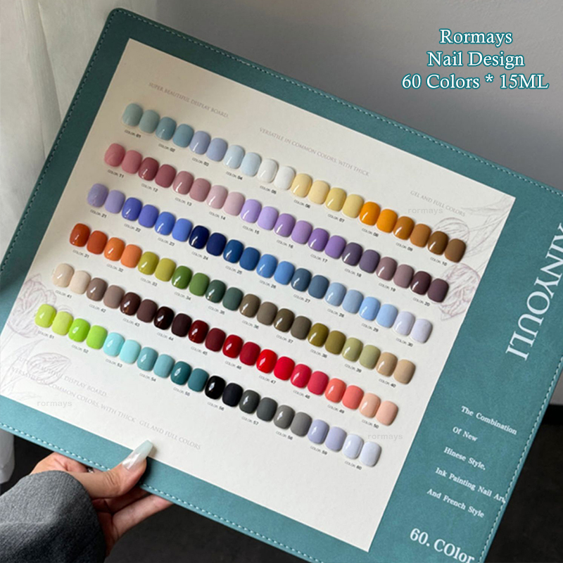 Rormays Popular Winter gel nail polish Set 60PCS Mixed gel Shiny Nail Salon Semi permanent Varnish UV LED Color Tuoker Nail 15ML Nail art factory whol