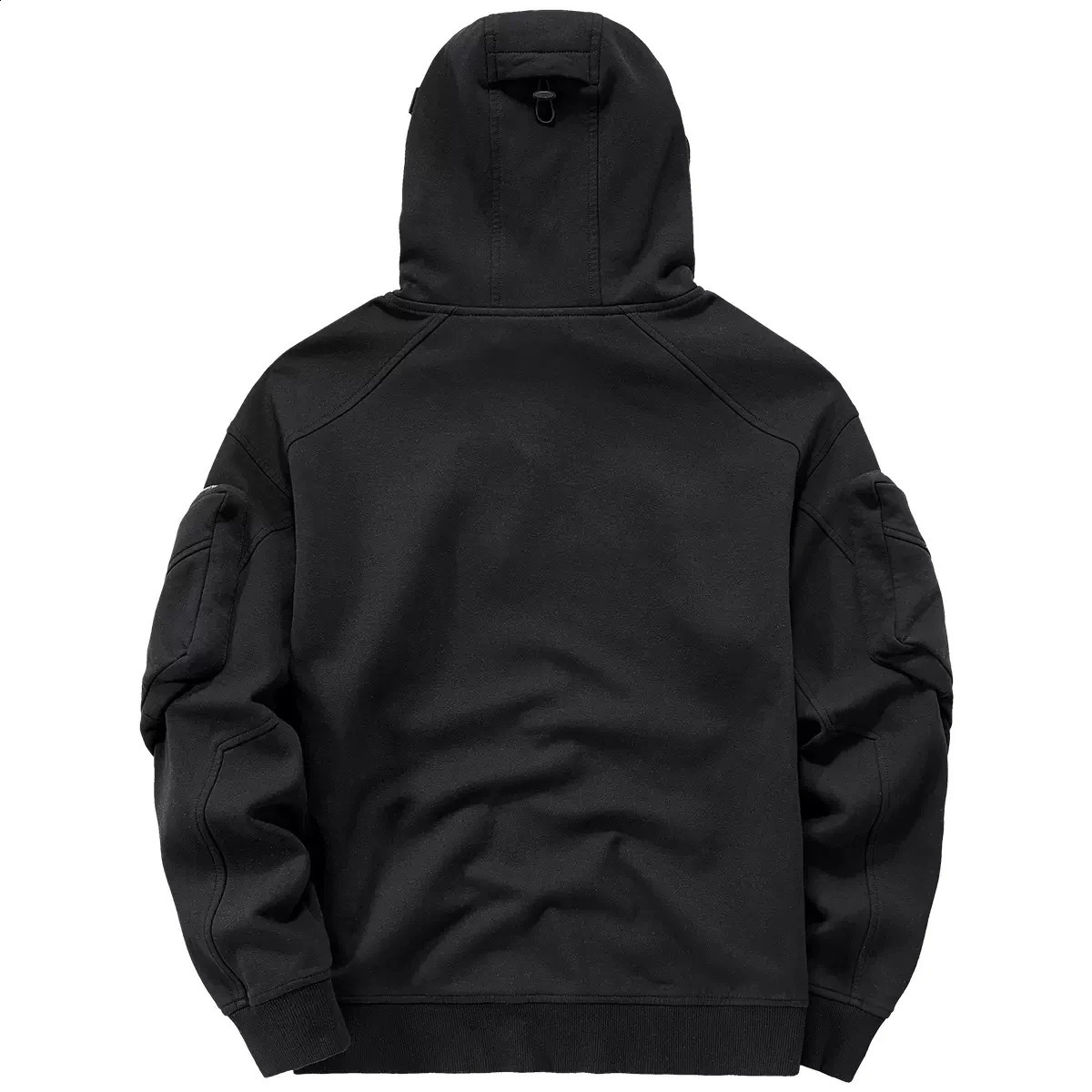 Streetwear Hoodies Harajuku Y2K Hip Hop Sweatshirts High Neck Mask Windproof Pullovers Dark Black Techwear Cargo Tops 241105