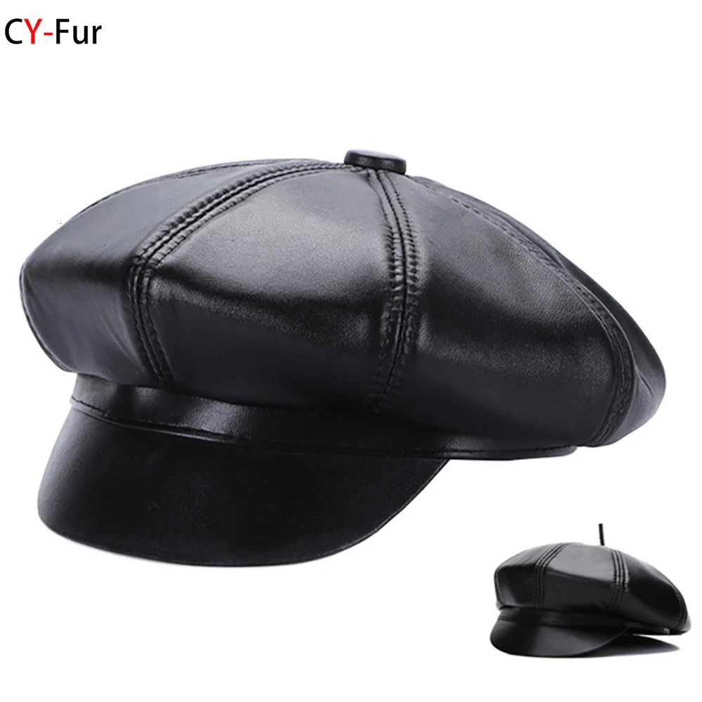 Four Seasons Retro Mens Baseball Hat Visor sboy Real Leather Fashion Beret 241009