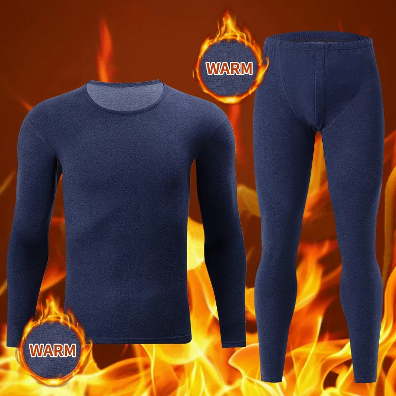 2-piece mens solid color simple autumn and winter thermal underwear comfortable and casual bottoming underwear pajama 241105