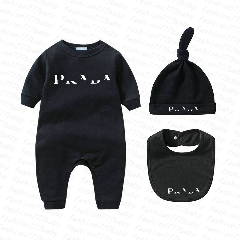 In stock Infant born Baby Girl Kids fashion logo Costume Overalls Clothes cotton Designer Jumpsuit Bodysuit Babies Outfit Romper Outfi bib hat 3pc Newborns Clothing