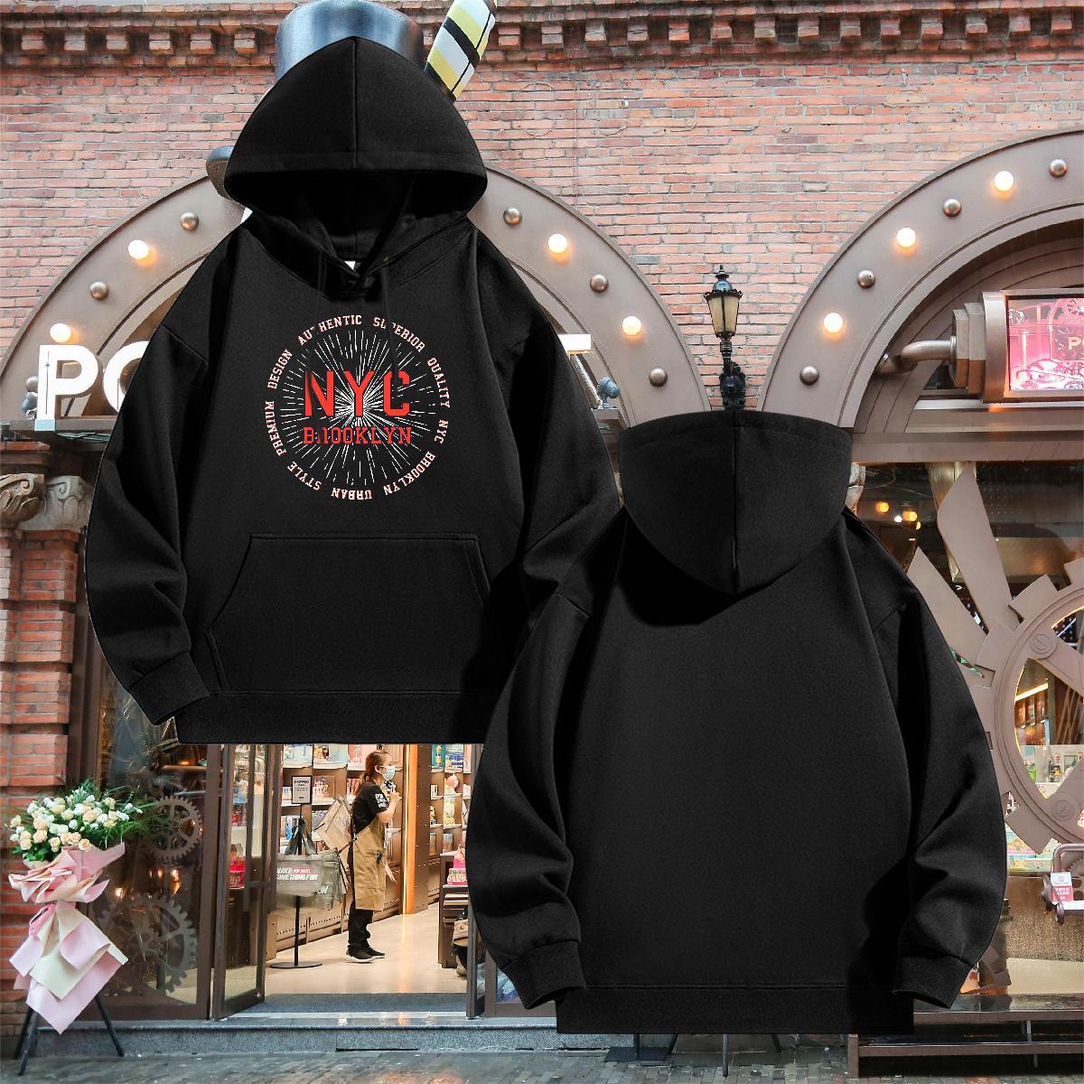 New Hooded Sweatshirt Hooded Collar Long Sleeve Loose Fit Hoodie Pullover Cartoon Printing S-3XL Clothes Hoodie Autumn Winter Cotton 350g