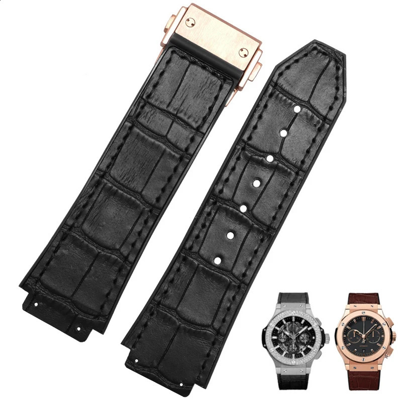 Rubber Watch Strap Mens for HUBLOT Hublot Big Bang Fusion Leather Cowhide Soft Comfortable Silicone Band 26x19m 241105