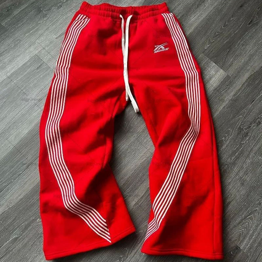 Men's Pants American Retro Sweatpants Side Stripes Contrasting Color Stitching Straight-leg Loose Hip-hop Casual Versatile Trousers Z260315