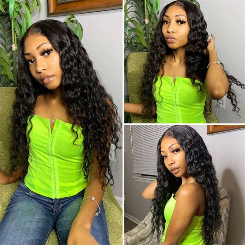Fashion middle-parted black long curly hair corn perm small curly high temperature silk wig headpiece