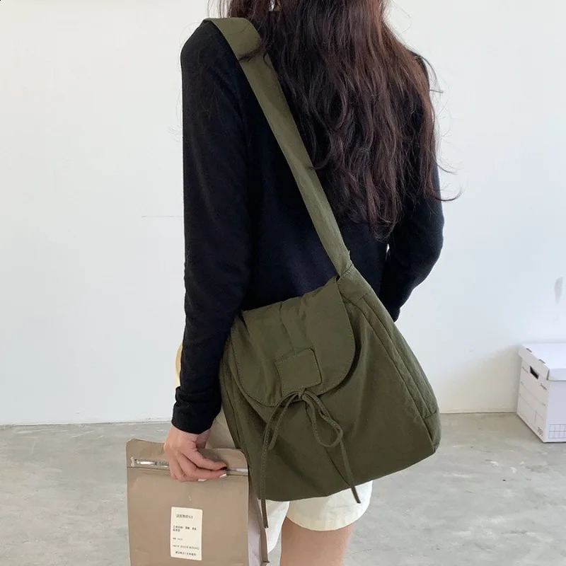 Retro Canvas Cross Bag for Women Simple Solid Casual Shoulder Bag Summer High Capacity Portable Bolsa Mujer 241105