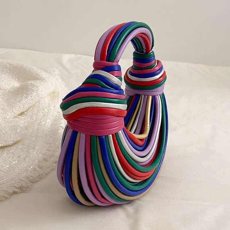 New Colourful Rainbow Noodles Shaped Designer Women Lady Handbag Underarm Bag Woman Totes Purses Clutch Party Dinner Bags