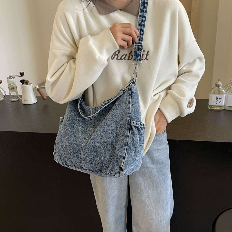 Casual Denim Shoulder Simple Portable Large Capacity Retro Crossbody Bags for Women 2025 Fashion Tote on Sale