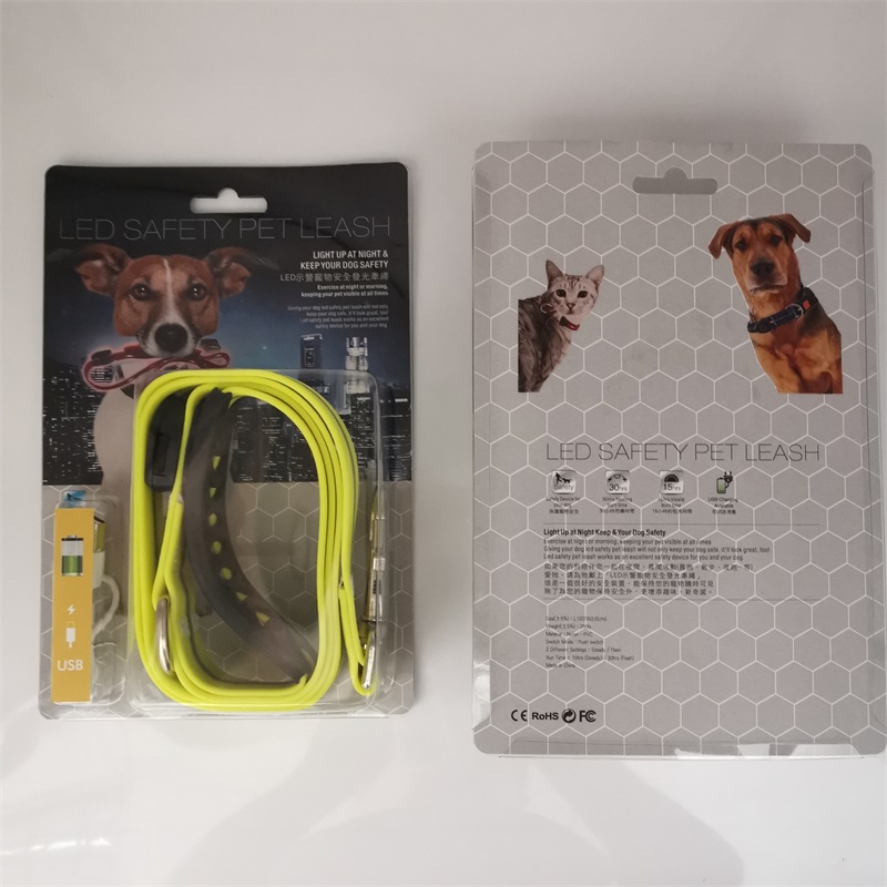 Pet traction rope led lights up dog collar walking free hands rope warning cats and dogs supplies at night outdoor black red green wear resistant 37 0