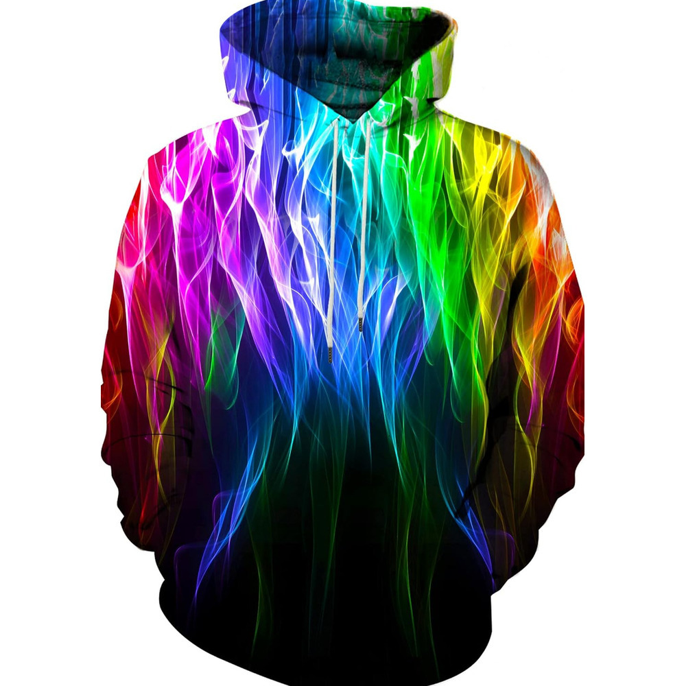 Hoodie for Mens Womens Unisex Novelty 3D Printed Hoodies Long Sleeve Sweatshirts for Men Women with Big Pockets Graphic Cool Color