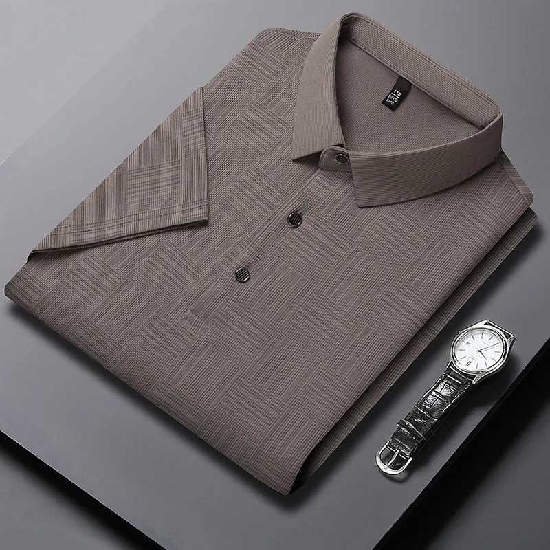 2024 mens new printed cotton business casual short sleeved shirt fashionable short sleeved comfortable breathable top W241104