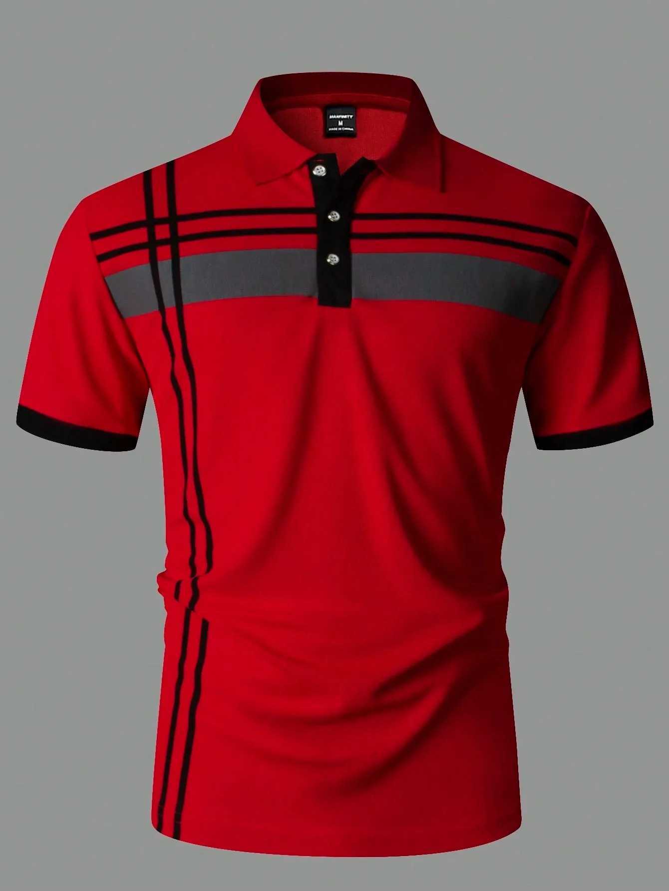 Mens plain contrasting color shirt Graphic Short Sleeve mens business shirt collar casual T-shirt W241104