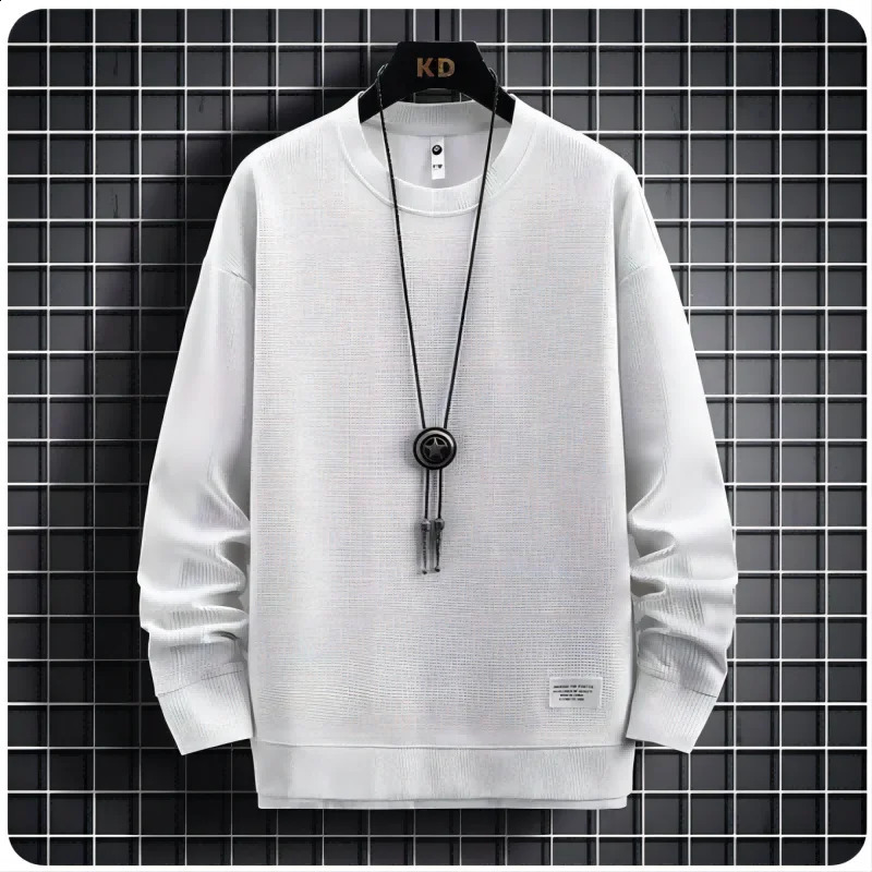 Spring and Autumn Mens Long Sleeves and Pants Set Casual Solid Color Two piece Set 2024 Mens Fashion Waffle Athletic Clothing 241105