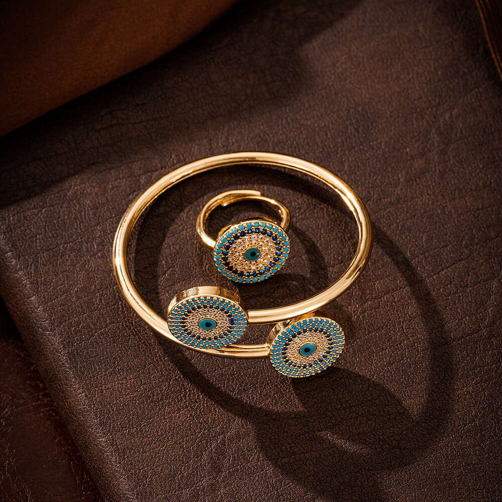 New Colored Zircon Eye Bangle Palace for Women Style Dubai Bridal Wedding AccessoriesOpen Bracelet