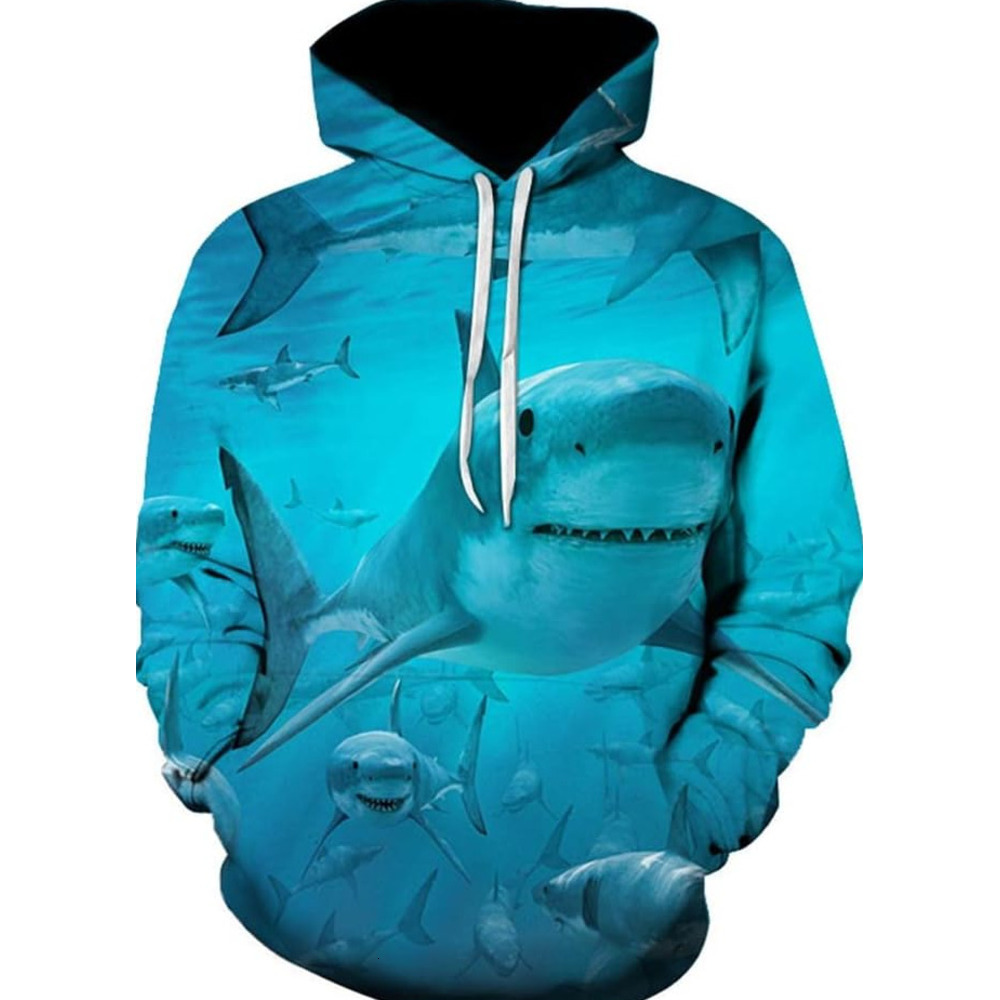 Hoodie for Mens Womens Men Women Fashion 3D Print Hoodie Sweatshirt Funny Shark Hooded Pullover Graphic Hoodies sweatshirt Fashionable and c ool